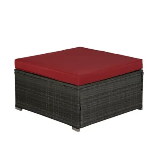 4pc Outdoor Wicker Conversation Set - Red/Brown - GODEER image {3}
