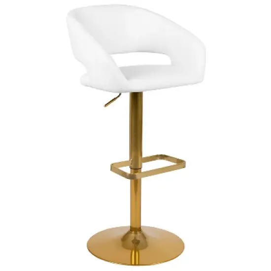 Merrick Lane Modern Bar Stool Rounded Mid-Back Stool With Height Adjustable Swivel Seat image {20}