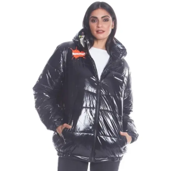Members Only Women's Shiny Collab Puffer Oversized Jacket image {3}