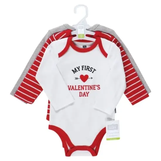 Hudson Baby Infant Boy Cotton Long-Sleeve Bodysuits, Valentine Heartbreaker image {1}