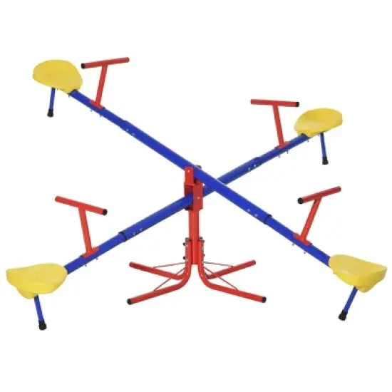INFURNIC Baby Activity Gyms 4 Seater Kids Seesaw with 360 Degree Rotation for Backyard Fun, Multicolor, 71.8"*71.8"*19" image {5}