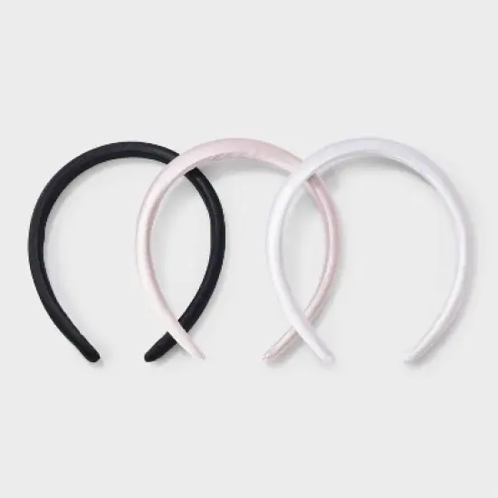 Girls' 3pk Padded Headband - art class&trade; Pink/White/Black: Fashion Accessory for All Hair Types image {1}