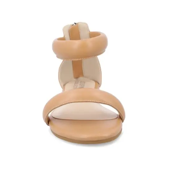 Journee Collection Womens Peytonn Back Heel Zip Ankle Strap Sandals Tan 5.5 image {5}
