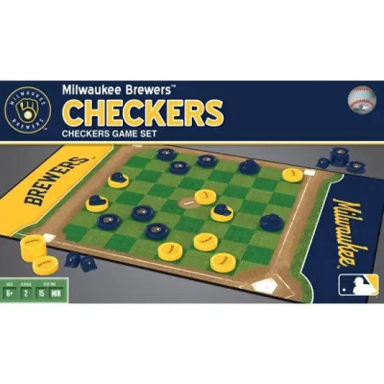 MasterPieces Officially licensed MLB Milwaukee Brewers Checkers Board Game for Families and Kids ages 6 and Up image {1}