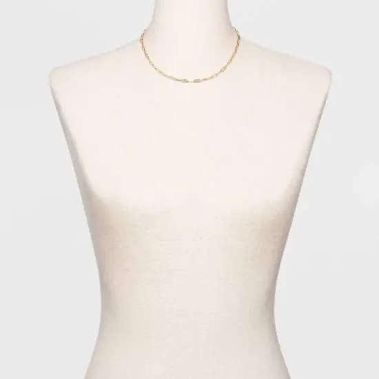 Paper Clip Chain Short Necklace - A New Day&trade; Gold image {1}
