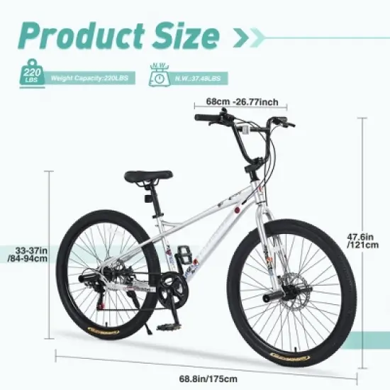 Freestyle Kids Bike Double Disc Brakes 26 Inch Children's Bicycle for Boys Girls Age 12+ Years image {5}