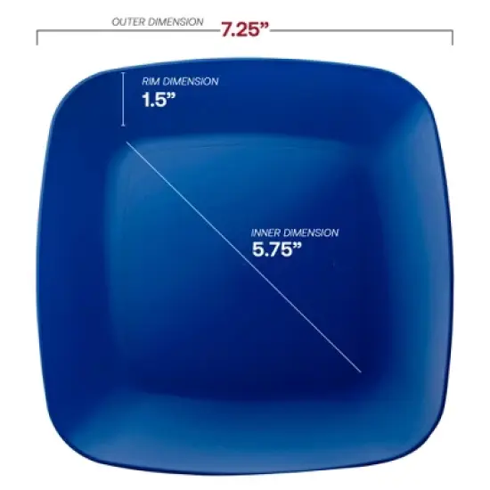 Smarty Had A Party 7.25" Blue Flat Rounded Square Plastic Salad Plates - 120 pcs image {2}