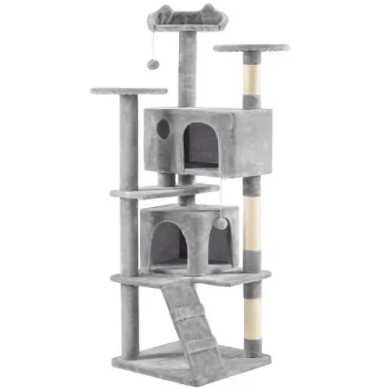 Yaheetech 70"H Cat Tree with 2 Condos for Kittens Small Cats image {10}