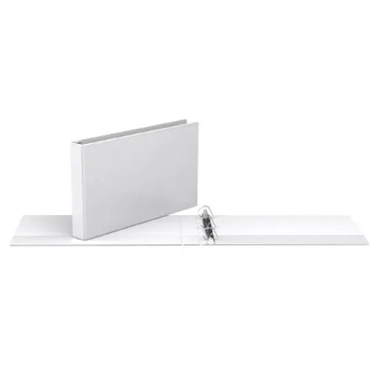 Easyview 2pk 1.5" Premium Angled D-Ring Binders 11x17" White: Polypropylene Hard Cover, 350 Sheet Capacity, 2 Pockets image {1}