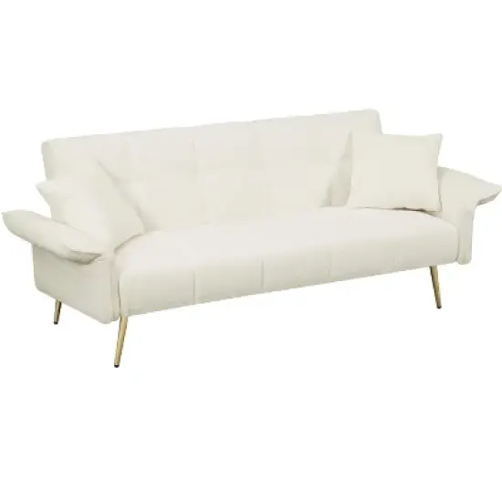 70.1 "futon sofa bed, convertible double sofa bed with folding armrests for living rooms and small Spaces image {10}