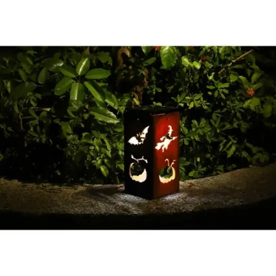 Techko Maid LED Solar 10.8" Portable Halloween Cut Out Decorative Outdoor Lantern Clear image {7}