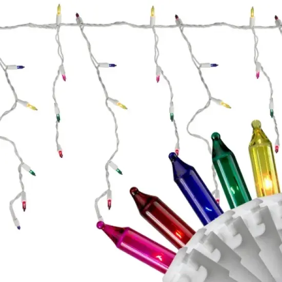 Northlight Mini Incandescent Icicle Christmas Lights - Multi-color - 8.75' White Wire - 150ct image {1}