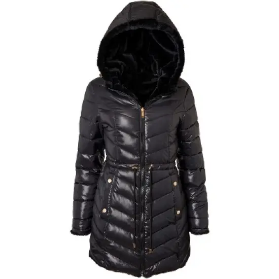 Sportoli Womens Winter Coat Reversible Faux Fur Lined Quilted Puffer Jacket image {7}