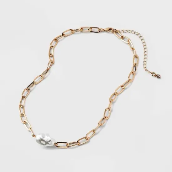 Baroque Pearl Pendant Necklace - A New Day&trade; Gold image {3}