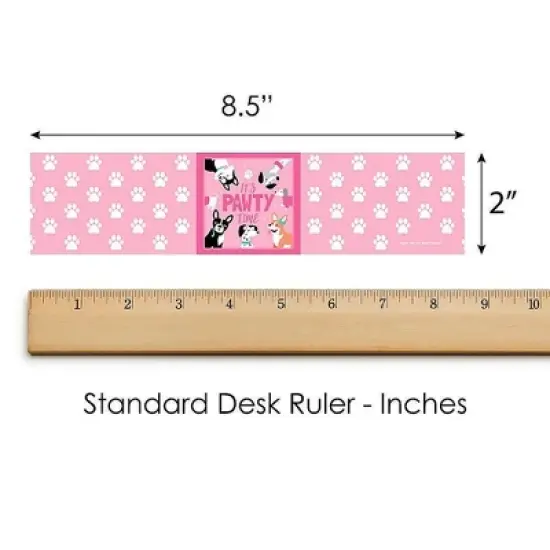 Big Dot of Happiness Pawty Like a Puppy Girl - Pink Dog Baby Shower or Birthday Party Water Bottle Sticker Labels - Set of 20 image {4}