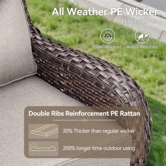 Gymojoy 8 Pieces Outdoor Patio Sofa Ottoman with Swivel Chairs Table image {6}