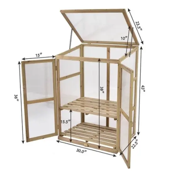 Costway Garden Portable Wooden GreenHouse Cold Frame Raised Plants Shelves Protection image {2}