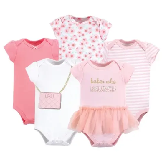 Little Treasure Baby Girl Cotton Bodysuits 5pk, Brunch image {6}