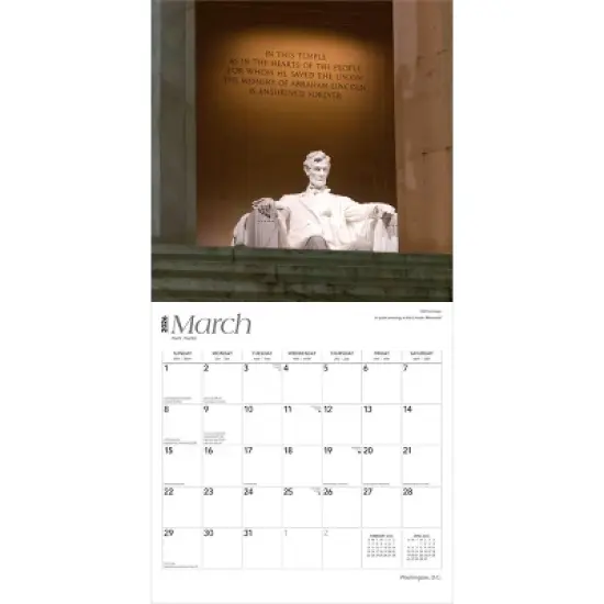 BrownTrout Washington D.C. 2026 12"x24" Hanging Square Wall Calendar Plastic-Free image {2}