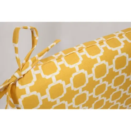 2pc Rounded Corners Outdoor Seat Pads Yellow/White Geometric - Pillow Perfect image {2}