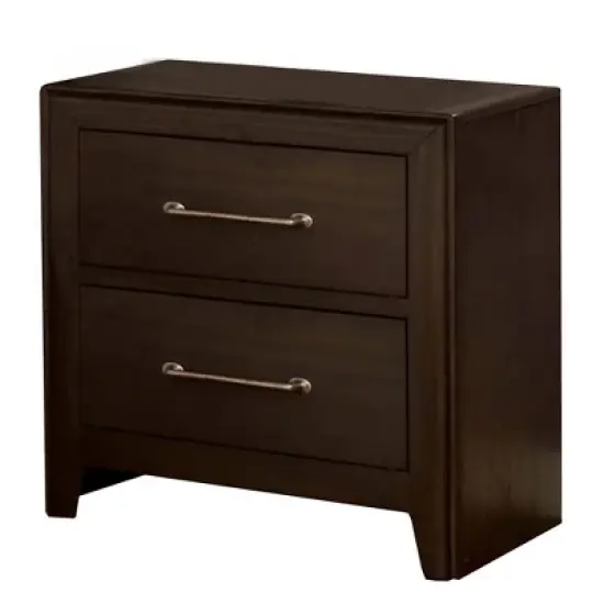 Nightstand with 2 Drawers and Metal Bar Pulls - Benzara image {5}