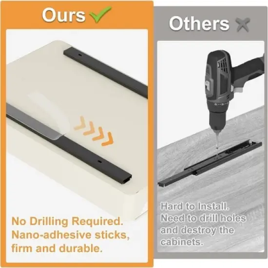 Pull Out Cabinet Organizer, Heavy Duty Metal Slide Out Drawer, Fixed With Adhesive Nano Film image {5}