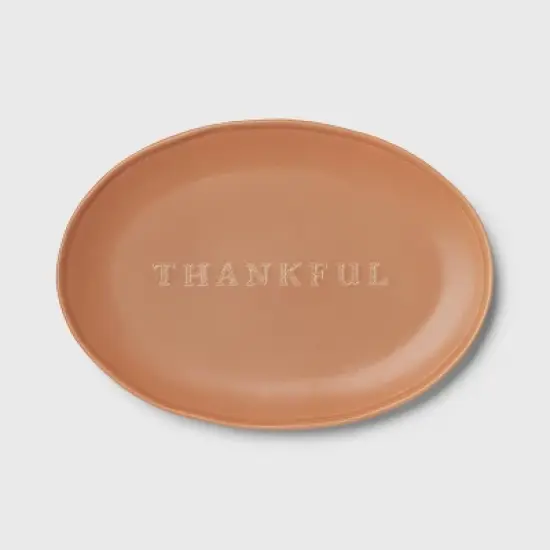Small Ceramic Serving Platter Clay Thankful - Threshold&trade; image {2}