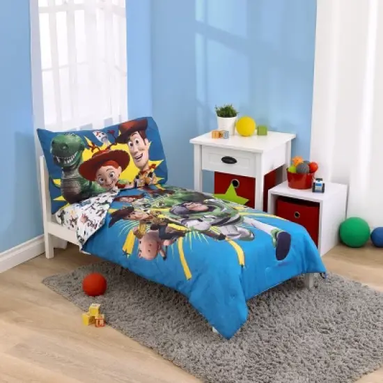 Disney Toy Story Taking Action Blue, Green and Yellow 4 Piece Toddler Bed Set image {8}