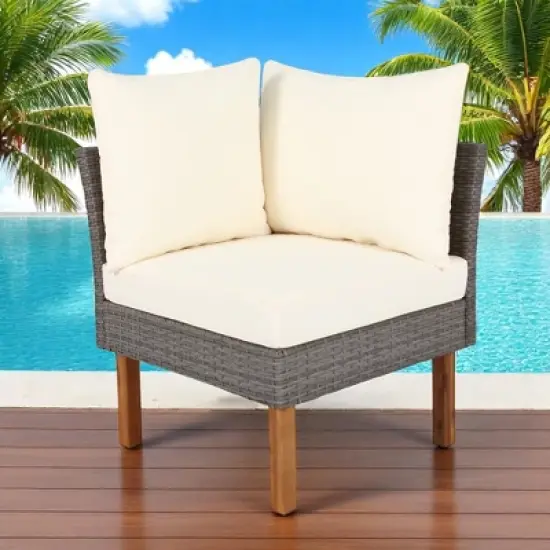 9-Piece Outdoor Patio Furniture Set with PE Wicker, Acacia Wood, Removable Cushions & Pillows, Multi-Functional Modular Sofa image {14}