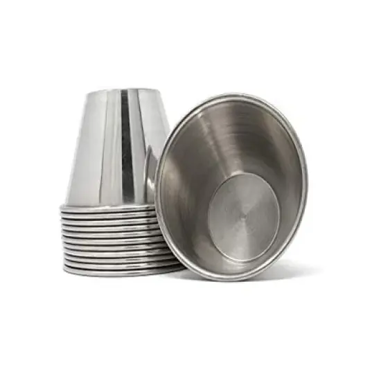 Winco Stainless Steel Sauce Cup, 4 oz - Pack of 12 image {1}