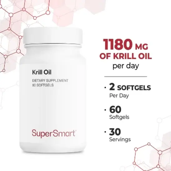 SuperSmart Krill Oil 1180mg per Day (High Absorption) - Krill Oil Omega 3 Supplement - EPA & DHA Fatty Acids | Non-GMO & Gluten Free - 60 Softgels image {3}