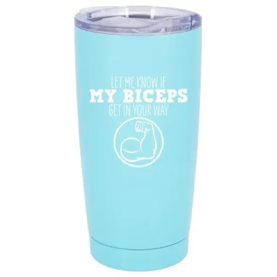 100 North 20 Ounce Stainless Steel On the Go Travel Tumbler With Push Top Lid, Biceps in Your Way Teal image {5}
