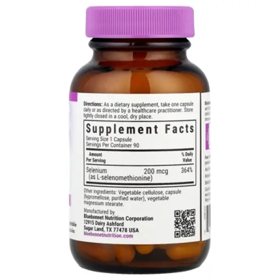 Bluebonnet Nutrition Selenium, 200 mcg, 90 Vegetable Capsules image {1}