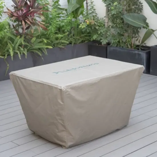 LeisureMod Chelsea 600D Fabric Rectangle Fire Pit Table Cover &ndash; Waterproof, UV-Resistant, All-Weather Protection for Outdoor Patio, Deck, or Porch image {2}