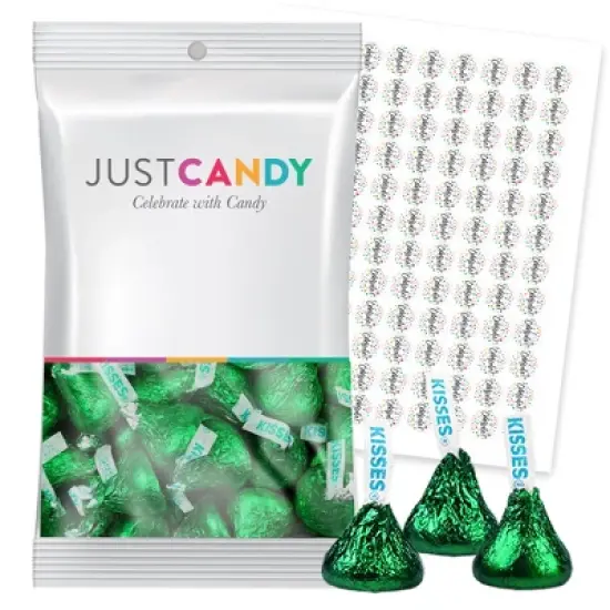 Green Foiled Milk Chocolate Kisses Candy With Celebrate Stickers by Just Candy image {4}