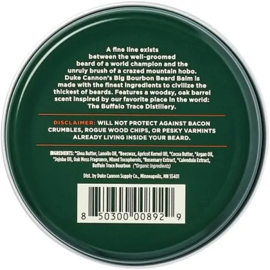 Duke Cannon Big Bourbon Beard Balm - Bourbon Oak Barrel Scent - Beard Balm for Men - Trial Size - 1.6 fl. oz image {1}