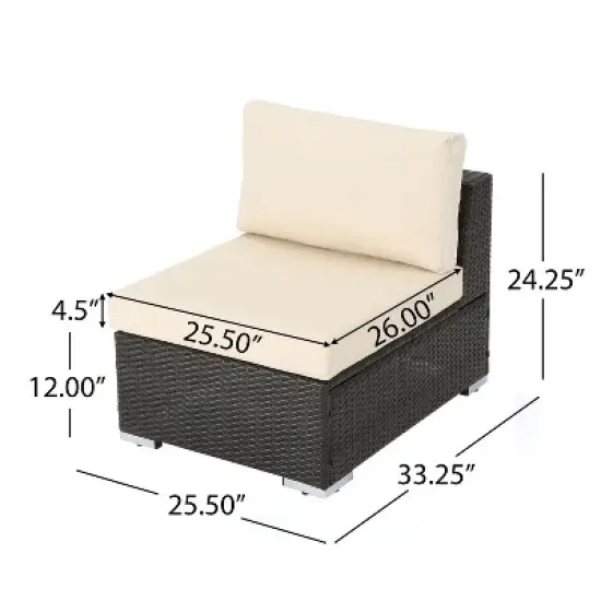 Christopher Knight Home Santa Rosa Outdoor Wicker 3 Seater Sectional Sofa with Cushions image {2}