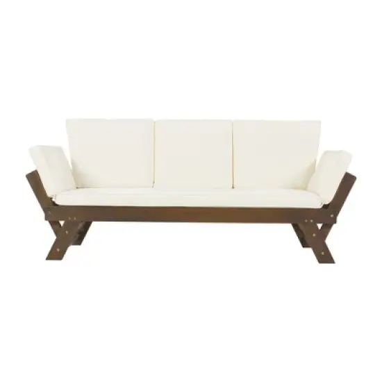 Outdoor Patio Solid Wood Daybed Sofa with Adjustable Armrests image {7}