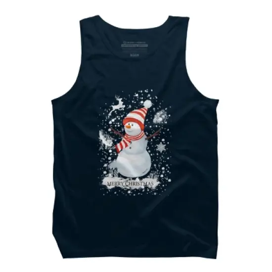 Men's Design By Humans Christmas snowman By werant Tank Top image {6}