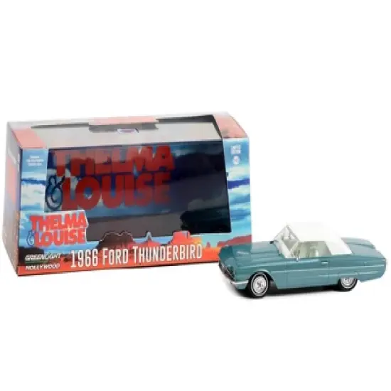 1966 Ford Thunderbird Convertible (Top-Up) Light Blue Met. w/White Interior Thelma & Louise 1/43 Diecast Model Car by Greenlight image {2}