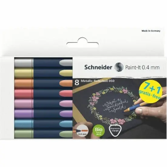 Schneider Paint-It 050 Metallic Rollerball Set 0.4 mm Assorted Colors - Pack of 8 image {4}