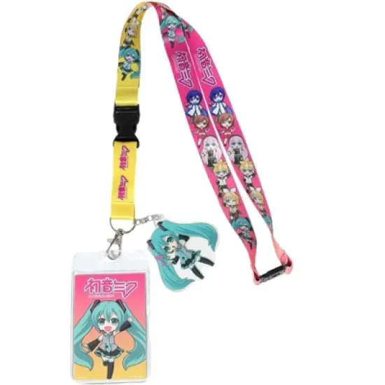 Hatsune Miku Lanyard ID Badge Holder Crypton Voice Breakaway Lanyard w/ Acrylic Charm image {5}