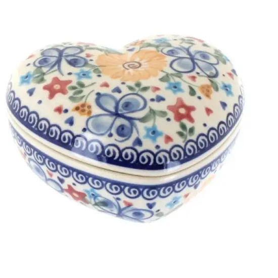 Blue Rose Polish Pottery 124 Vena Large Heart Box image {11}