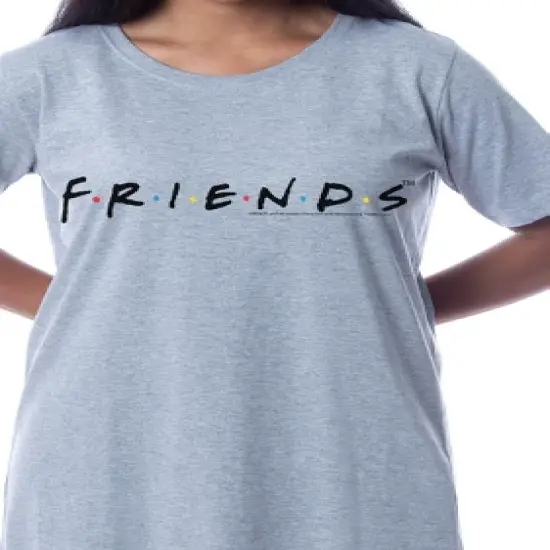 Friends TV Show Womens' Classic Logo Nightgown Sleep Pajama Shirt Grey image {2}