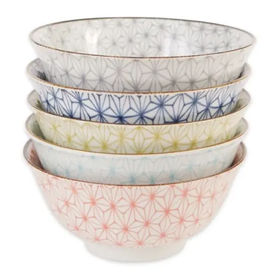 RSVP International Japanese Bowl Set/5, Colorful Seamless Star, 6" Diameter image {5}