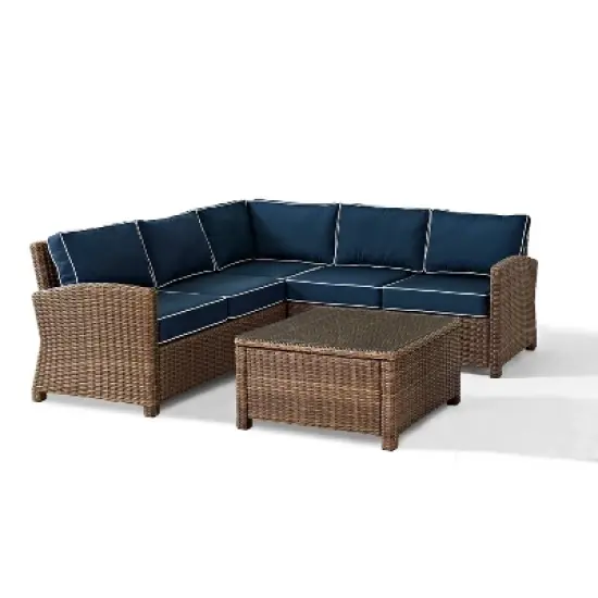 Crosley 4pc Bradenton Steel Outdoor Patio Sectional Sofa Furniture Set image {19}