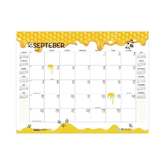 Academic Year Recycled Honeycomb Desk Pad Calendar, 22 x 17, White/Multicolor Sheets, 12-Month (Aug to July): 2025 to 2026 image {2}