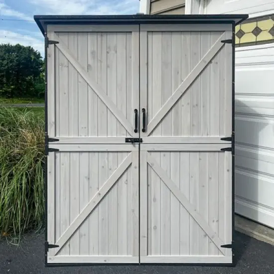 Aivituvin Wooden Garden Shed with Metal Frame | Adjustable Shelf for Outdoor Storage-AIR98/99 image {9}