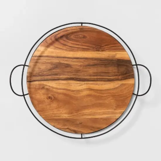 Wood and Metal Tray - Hearth & Hand&trade; with Magnolia image {1}
