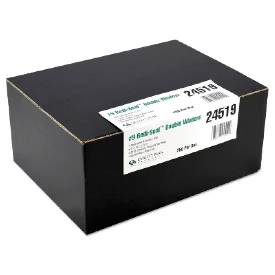 Quality Park Redi-Seal Envelope Security #9 Double Window Contemporary White 250/Carton 24519 image {1}